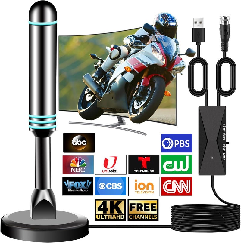 DTVSMARTSHOW TV Antenna for Local Channels, Indoor Antenna for Smart TV, Digital Antenna for TVs with Amplifier, Long Range Reception HDTV Antennas with Strong Magnetic Base, Antennas for TVs Without Cable - Image 1